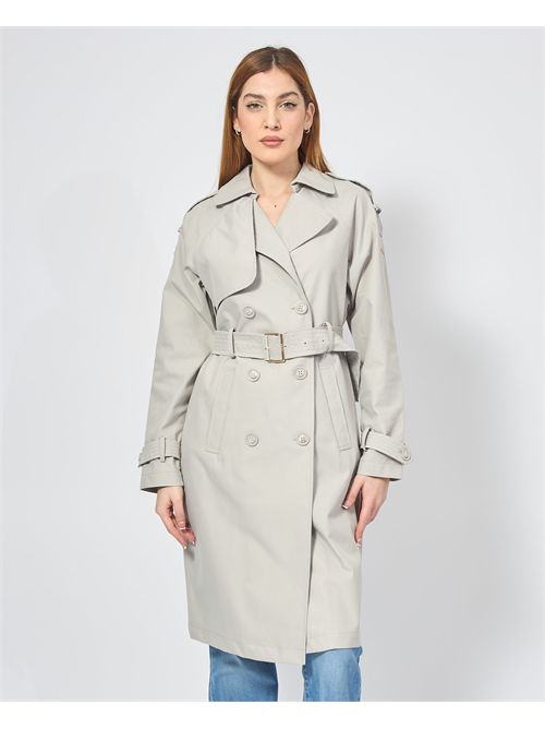 Yes Zee women's double-breasted trench coat with belt YES ZEE | O402-KZ000899